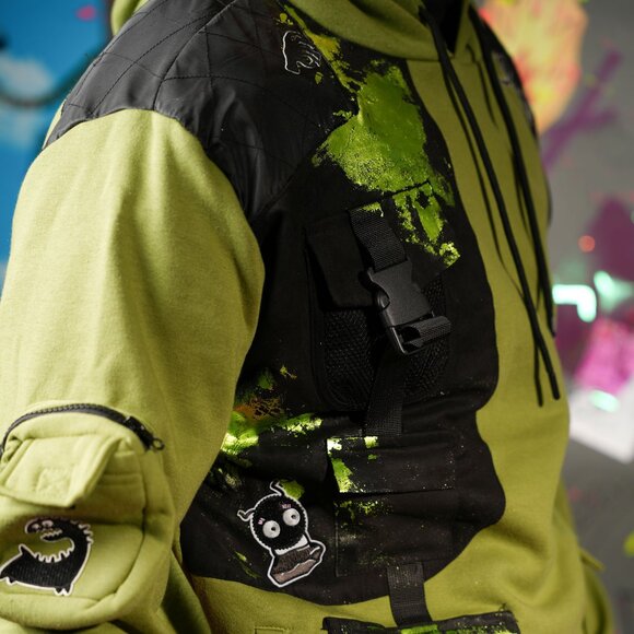 Upcycled Unisex Festival Pullover Hoodie, Street Style, Size L - Picture 3 of 11